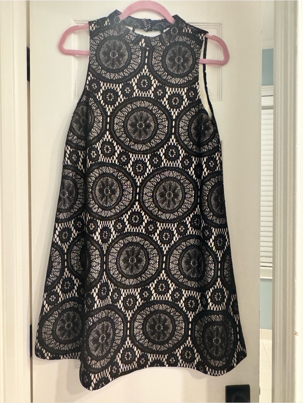 love, Fire Black Lace Overlay A-Line Dress with Cream Underlay
